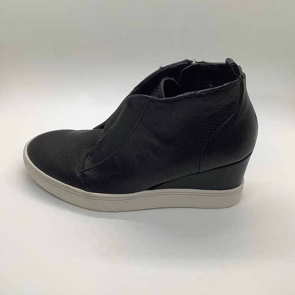 MIA Black Vegan Leather Wedge Sneakers - Picture 1 of 6